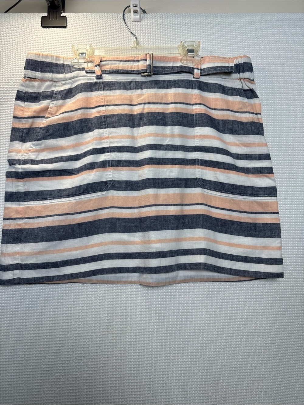 Banana Republic Striped Mini Skirt in Navy, Peach & White